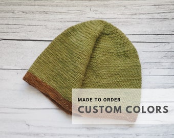 Custom color plant dyed naalbinding hat [to order]