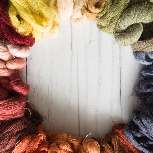 Plant dyed wool yarn, cobweb weight, 3g/50m