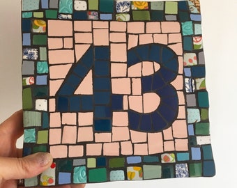 Square Mosaic House Number