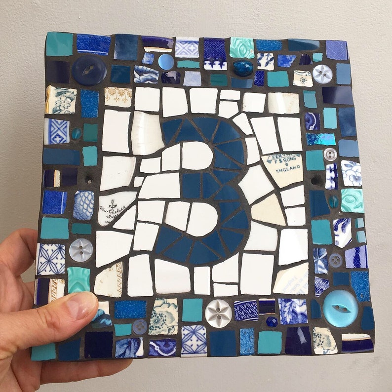 Número de casa de mosaico cuadrado imagen 1