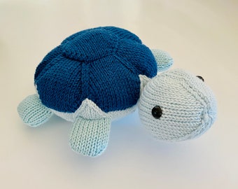 Peluche tortue bleue en bambou et coton