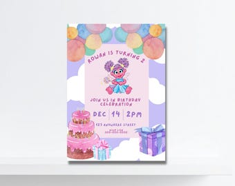 Abby Cadabby Birthday Invitation: Sesame Street Girl 2nd Birthday (5x7 Digital Download)
