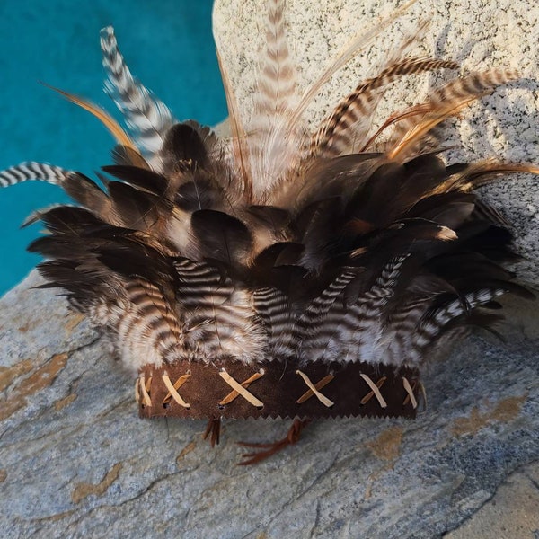 Hazel Feather Crown - tribal crown, feather headband, headpiece, festivals, hair accessory