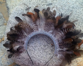 Lyric Feather Crown - sombreros de festival, corona de plumas, diadema tribal, festivales de tocados, accesorio para el cabello