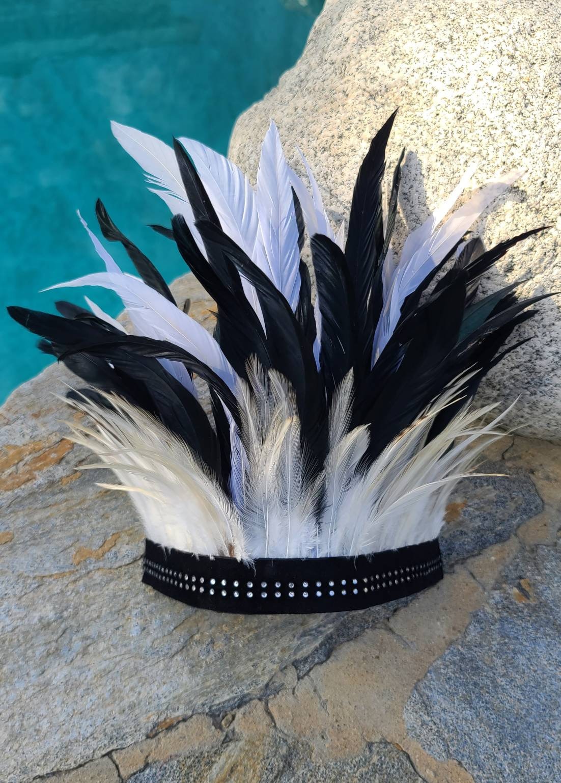 Bel Aire Bridal Black and White Feather Headpiece il_fullxfull.7352016972_nd53.jpg main image 4
