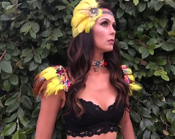 Faerie Feather Headband - envoltura tribal para la cabeza, sombreros, accesorio para el cabello