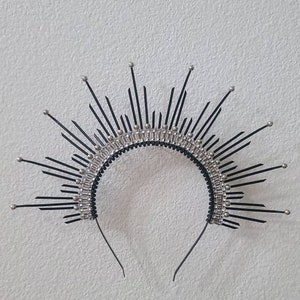 Daintree Spiked Halo Crown - sunburst black Headpiece, gala headband, festival Headwear, head crown, hair accessories