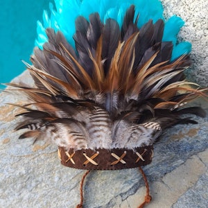 Seablue Feather Crown - tribal crown, feather headband, headpiece, festivals, hair accessories