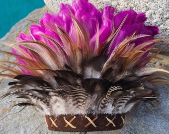 Corona de plumas de Ostara: corona tribal, diadema de plumas, tocado, festivales, accesorios para el cabello