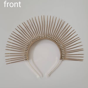 Auxerre Spiked Halo Crown - sunburst gold headpiece, gala headband, festival headwear, hair accessories