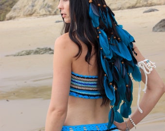 Roxanne Feather Headdress - tribal feather headband, festival headwear, headpiece