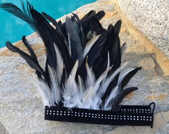 Zara Feather Crown - Tribal Crown, Black and White Feather  display picture 2