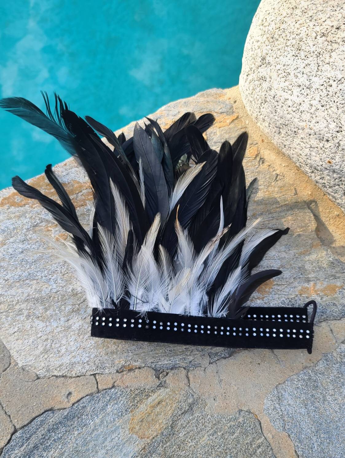 Zara Feather Crown - Tribal Crown, Black and White Feather  display picture 1