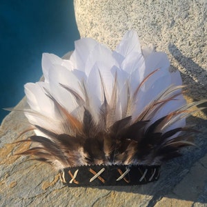 Alaska Feather Crown - tribal crown, white feather headband, headpiece, festivals, hair accessories