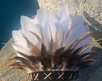 Alaska Feather Crown - tribal crown, white feather headband, headpiece, festivals, hair accessories