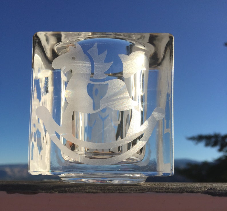 PartyLite Square Crystal Votive Candle Holder Frosted Rocking | Etsy