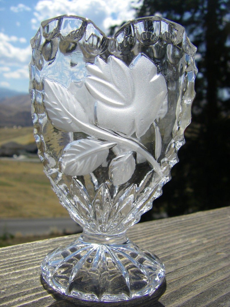 Anna Hutte Bleikristall 24 Lead Crystal Vase Etched Rose Etsy