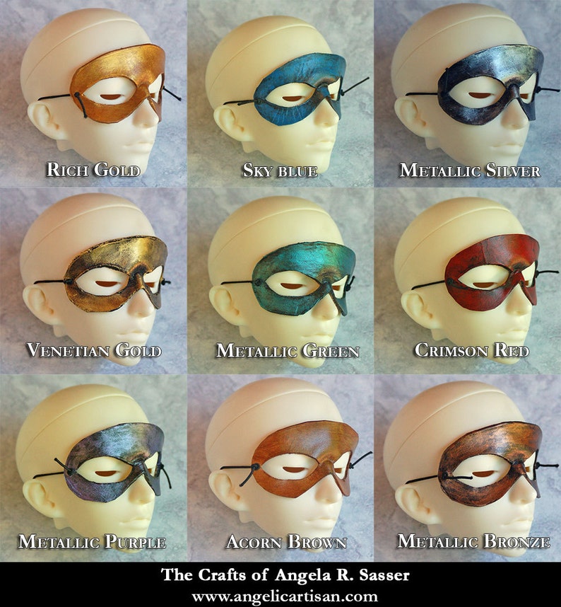 BJD Doll Mini Leather Masquerade Mardi Gras Mask Choose Your Own Color image 1