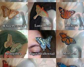 Leather Butterfly Moth Hair Swing Barrette Choose Your Style