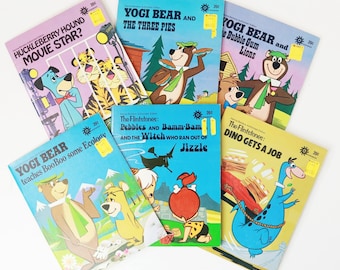 Lot of 6 Hanna-Barbera Durabooks - Yogi Bear Huckleberry Hound Flintstones