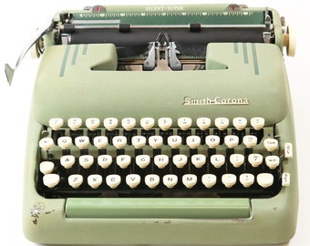 Vintage 1956 Smith Corona Silent Super Typewriter 5T Series Portable Seafoam