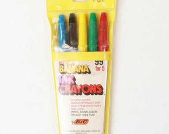 Vintage Bic Pen Corp. Banana Ink Crayons 5 Pack, Smooth Porous Point