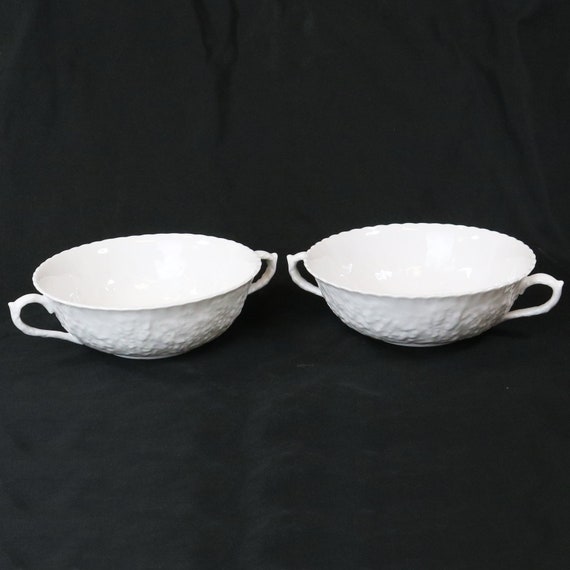 Pair Spode China Savoy White Cream Soup Bowls w/ Handles No Etsy
