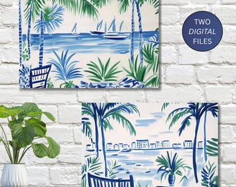 Coastal Watercolor Art Print: Beach Landscape (Digital Download)