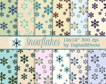 SNOWFLAKES Digital Paper, Christmas Pattern Paper, Winter Digital Paper Pack,Christmas Scrapbook Paper, 12x12 Printable Paper, Holiday Paper