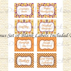 FALL FOOD Labels, Thanksgiving Editable Labels, Thanksgiving Printable Labels, Blank Thanksgiving Digital Labels Editable PDF JpG