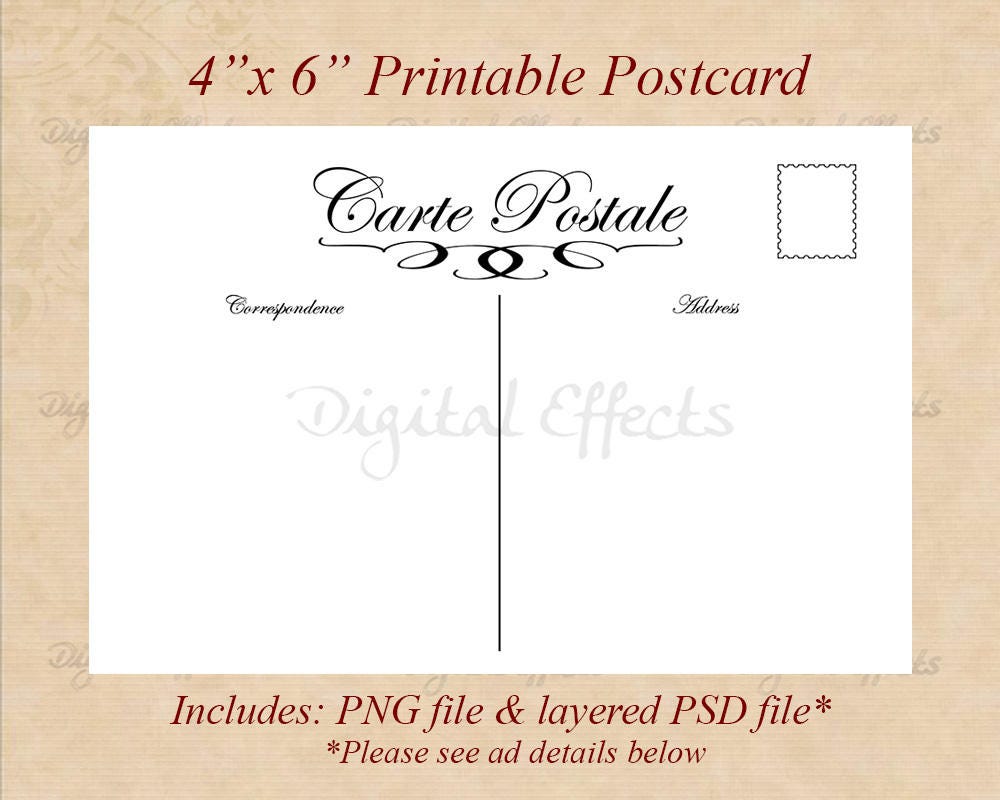 23x23 Druckbare Postkarten Vorlage, Blanko Postkarte, Carte Postale,  Editierbare Postkarte Photoshop Vorlage, Ausdrucken Sie Ihre eigenen  Postkarten In Back Of Postcard Template Photoshop