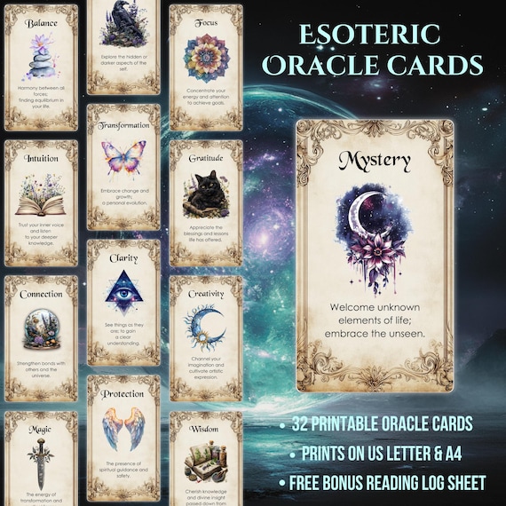 Esoteric Oracle Cards: Printable Divination Deck (JPG, PDF