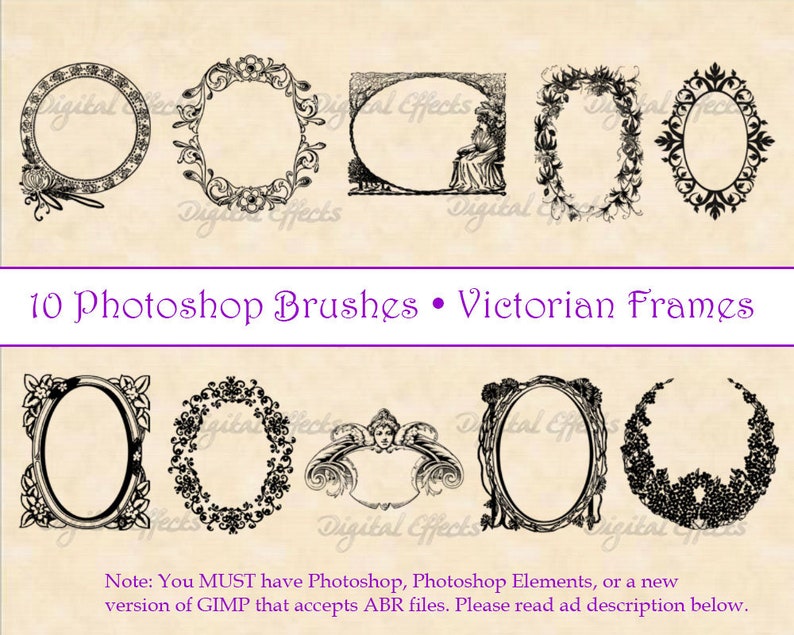 Brushes Vintage Frame Brushes 10 Victorian Frames Etsy