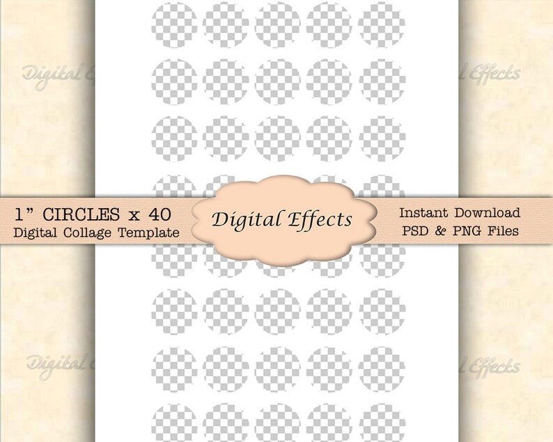 1 Inch Circles PSD Template Photoshop Overlaydigital Collage Etsy