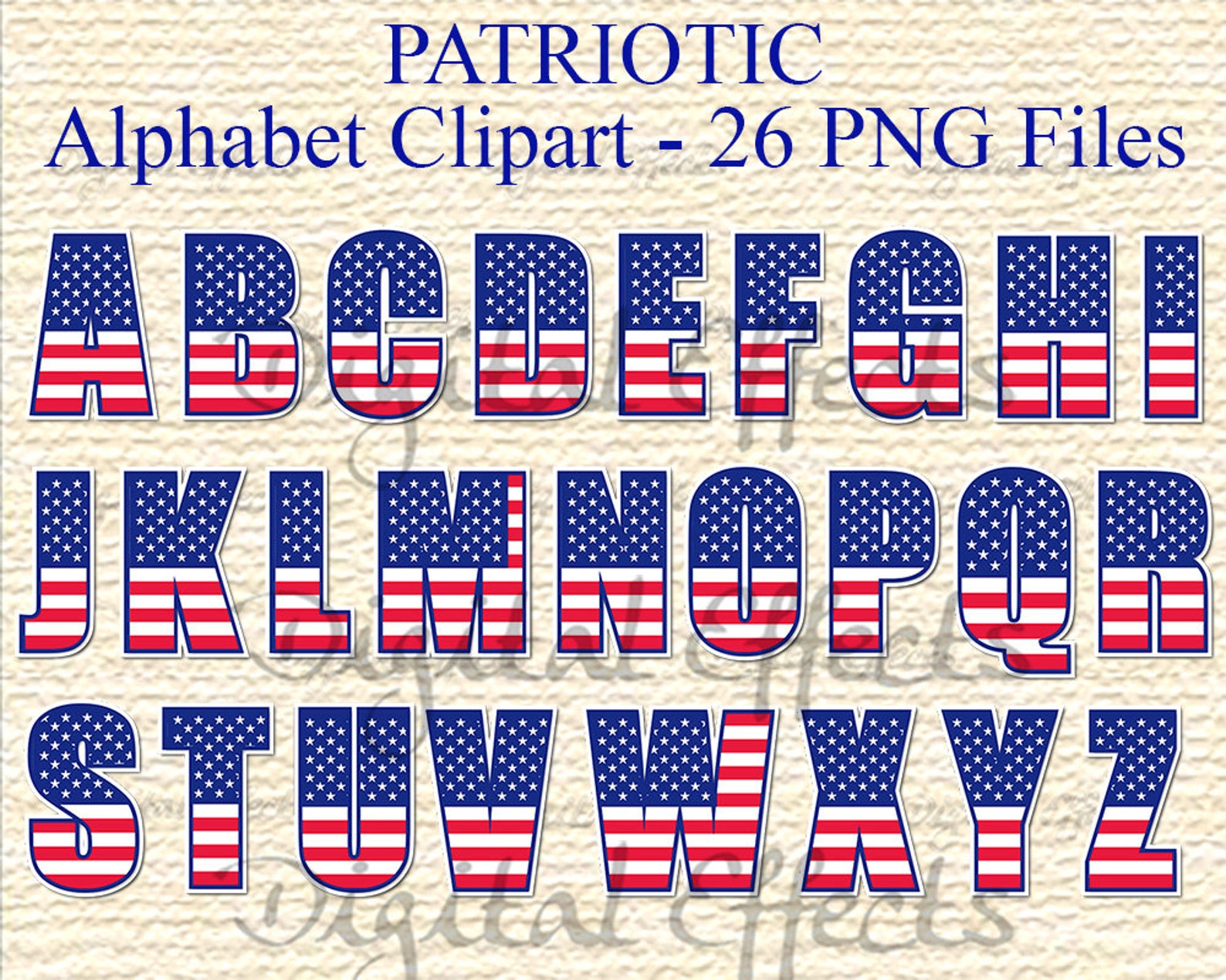 Red White & Blue Alphabet Alphabet Clipart 26 PNG Files | Etsy