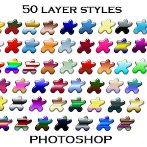 50 Glossy Photoshop Layer Styles, PS Styles, Photoshop Style Package, Photoshop Layer Package, Photoshop ASL File Set, Photoshop Elements