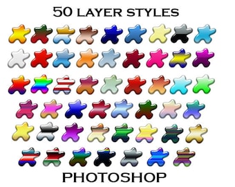 50 Glossy Photoshop Layer Styles, PS Styles, Photoshop Style Package, Photoshop Layer Package, Photoshop ASL File Set, Photoshop Elements