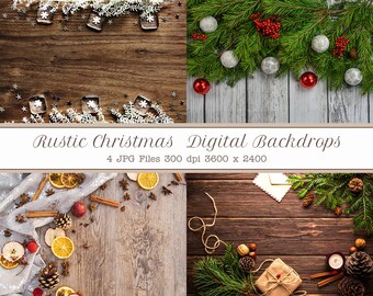 Rustic Christmas Digital Backdrop, Christmas Digital Background. Photography Background, Photoshop Overlay, Digital Christmas Card Template