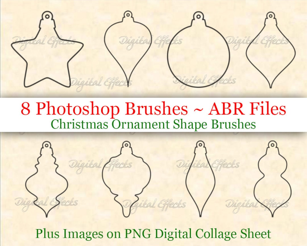 Christmas Ornament BRUSHES, 8 Ornament Shapes, ABR Files