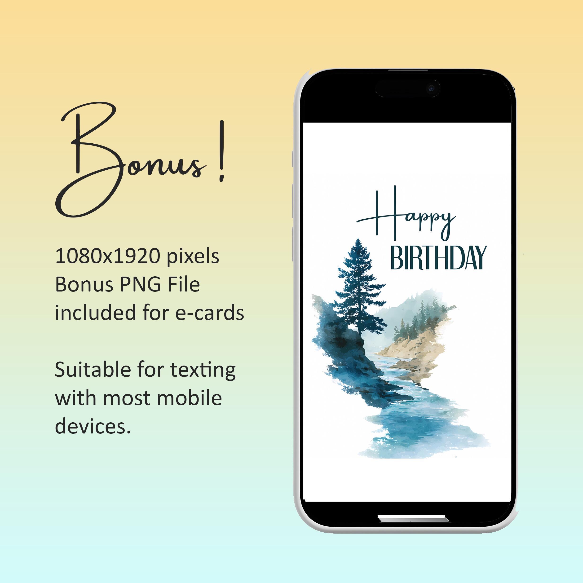 Watercolor Birthday Card for Him: Printable DIY With Envelopes (digital ...