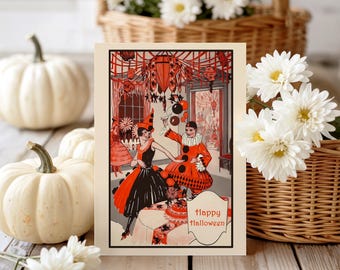 Vintage Halloween Card Digital 5x7" 4x6" Printable Halloween Card + Envelopes, Ecard for Halloween, DIY Cards, Halloween EVite Card