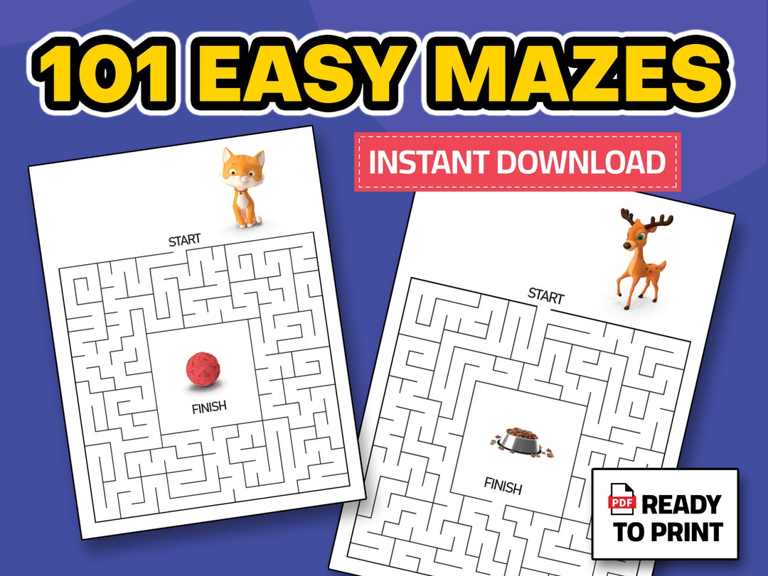 101 Printable Easy Mazes A4 / Letter Size Printable Mazes - Etsy