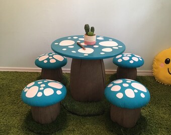 children's mushroom table and chairs