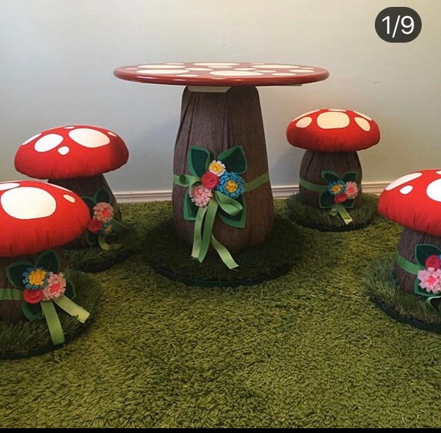 Children's Play Table And Stool Chair Set Mushroom Table | Etsy