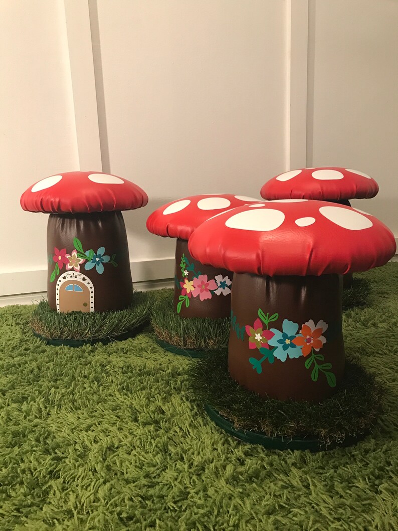 Vinyl Mushroom Stool Chair bench Outdoor Woodland Theme Etsy