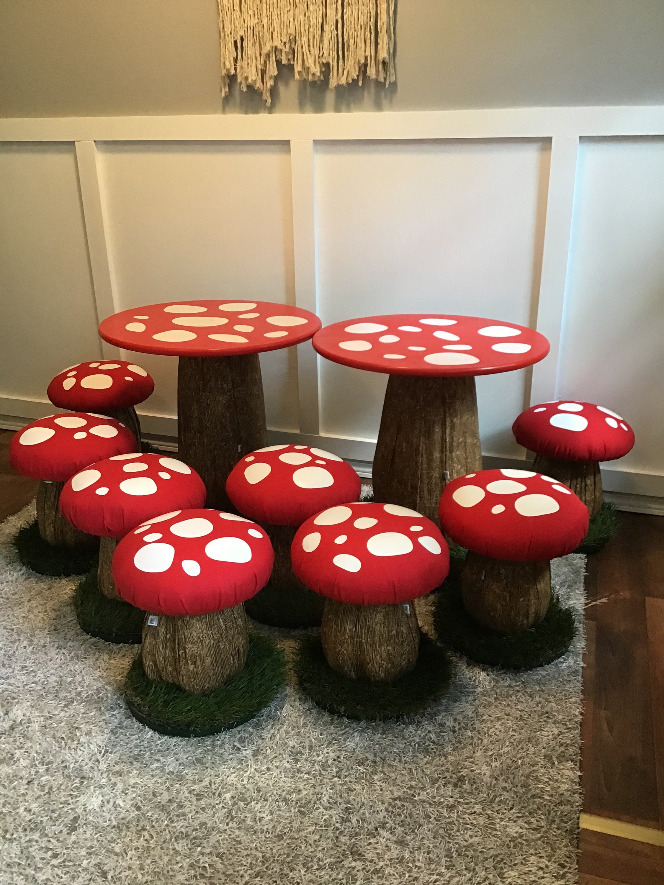 Children's Play Table And Stool Chair Set Mushroom Table Etsy
