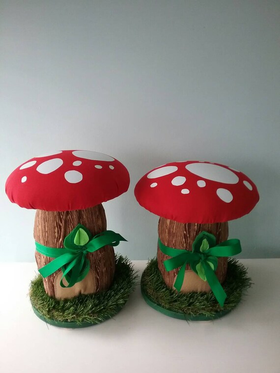 Mushroom Stools Pair 2 Kids Room Troll House Fairy 50