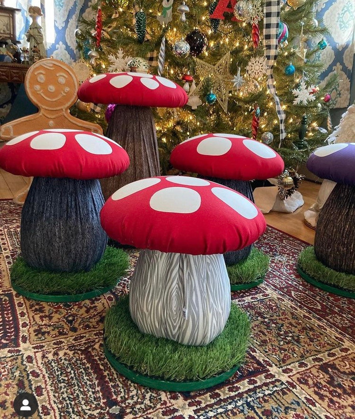 Set of Four Mushroom Stools Toadstool Red Kids Seats Etsy