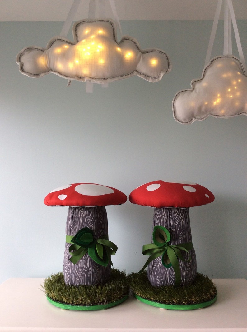 Stools Adorned Pair 2 Kids Room Mushroom Chairs Stools Seats Toddler Kids Props Handmade Mushroom Chair For Kids