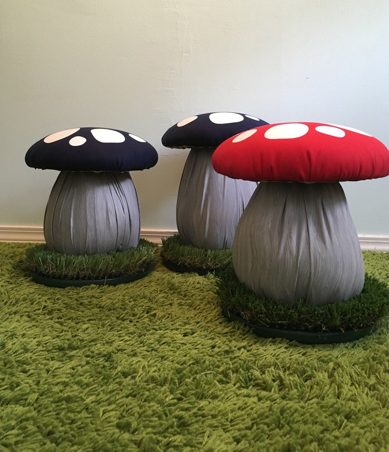 Pair of Two Stools Mushroom Footstool Chair Backless Seat | Etsy